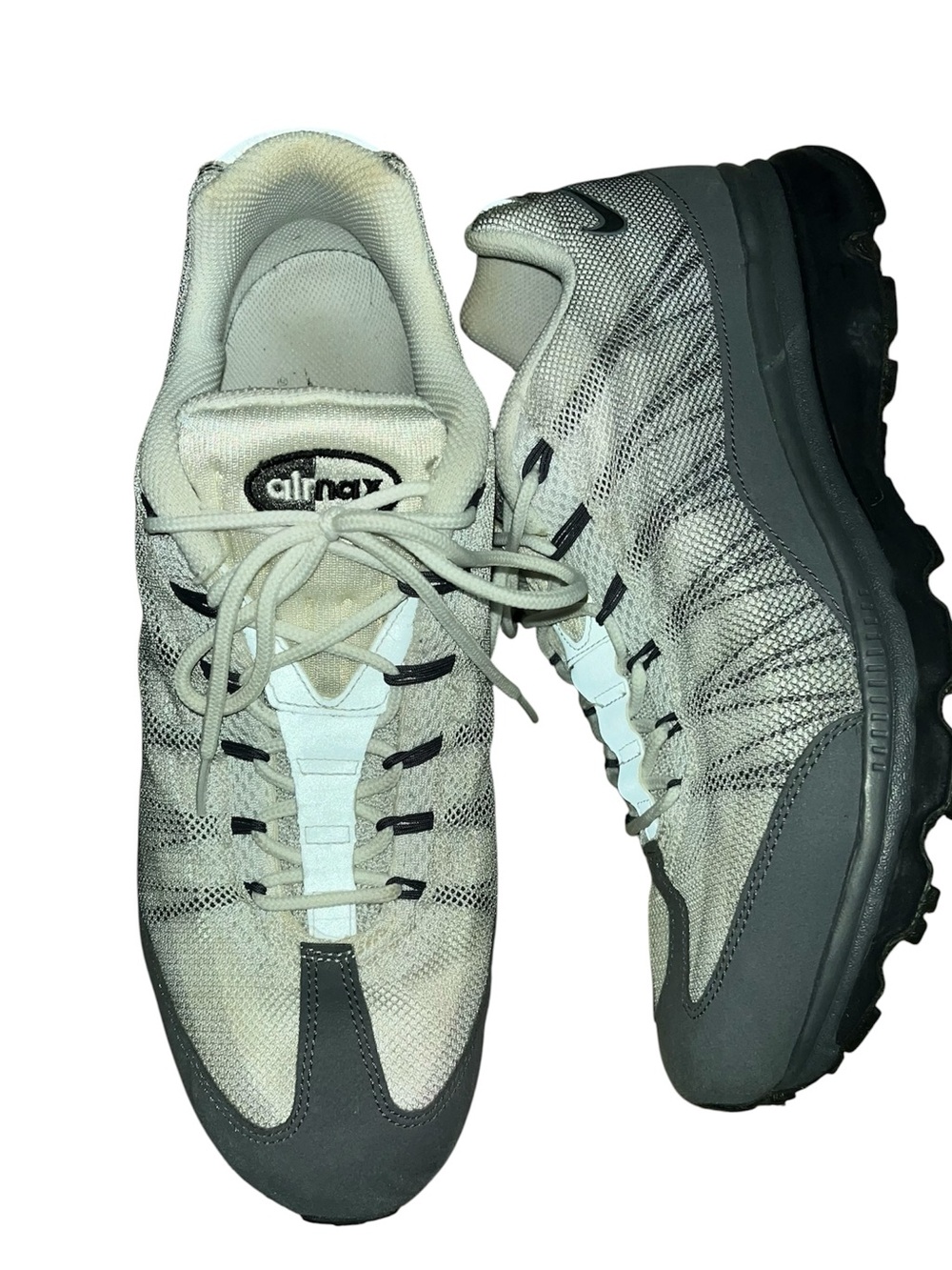 Nike Air Max 95 gray gradient sneakers with a black synthetic toe cap